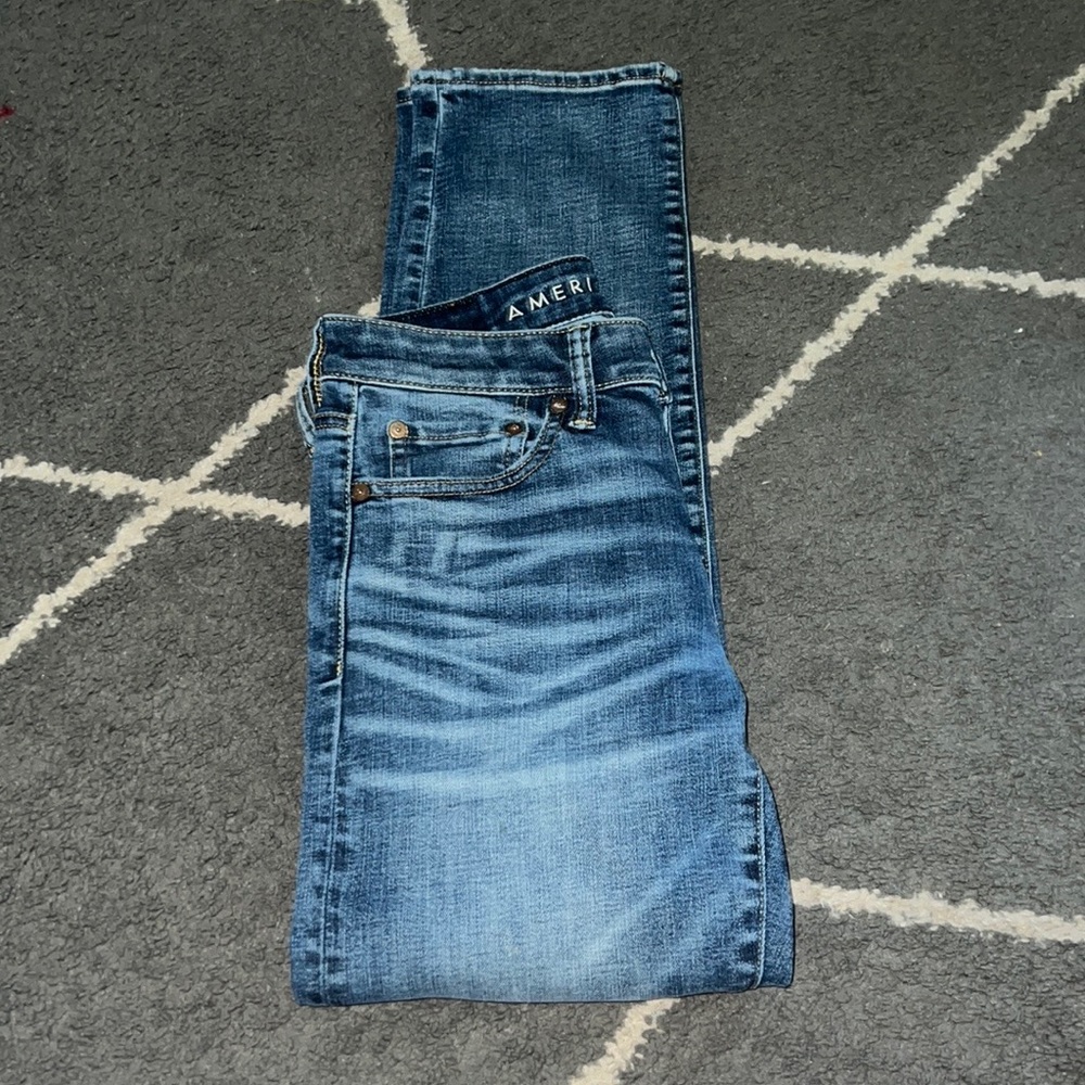 American Eagle NextLevel Airflex Whiskered Original Straight Blue Jeans Sz 29x30